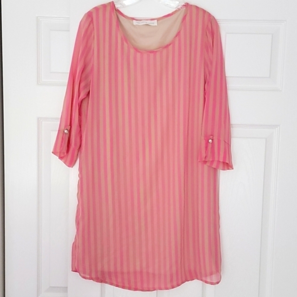 Striped 3/4 Sleeve Shift Mini